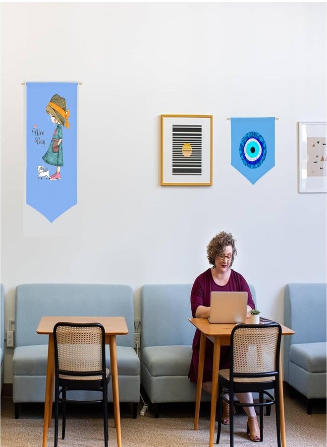 ليفي لافتات قماشية جدارية فارغة من ليفي، 26.7 سم × 33 سم و26.7 سم × 54.6 سم، لوحة زخرفية يمكنك صنعها بنفسك مع وتد خشبي، أسود، طقم من قطعتين (أزرق (فيروزي)) - Image 3